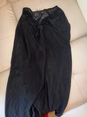 Black Women's Sheer Tie-Front Skirt Coverup